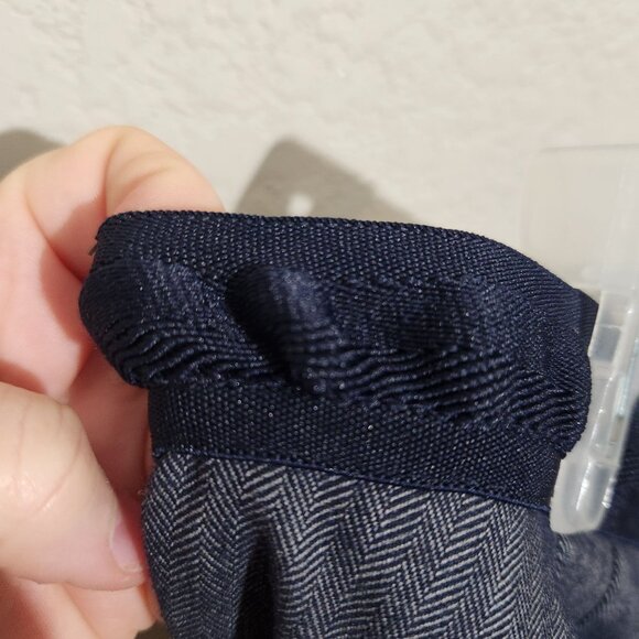 Navy Blue Pinstripe Slim Fit Trousers With Elastic Waistband For Women Medium - Picture 3 of 15